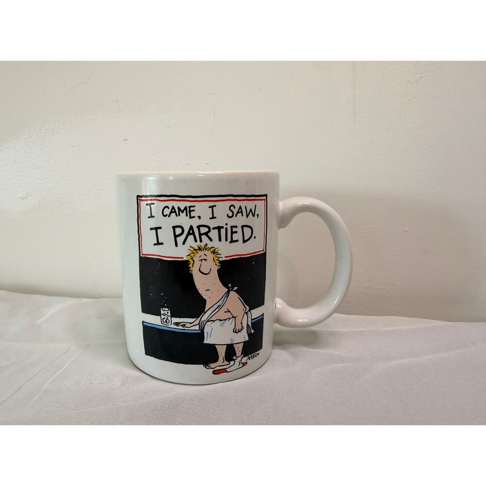 Vintage Hallmark Shoebox Greetings Coffee Mug I Came I Saw I Partied Funny Cup